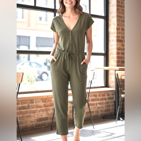 Norma Kamali Army Green Jumpsuit - Picture 1 of 7
